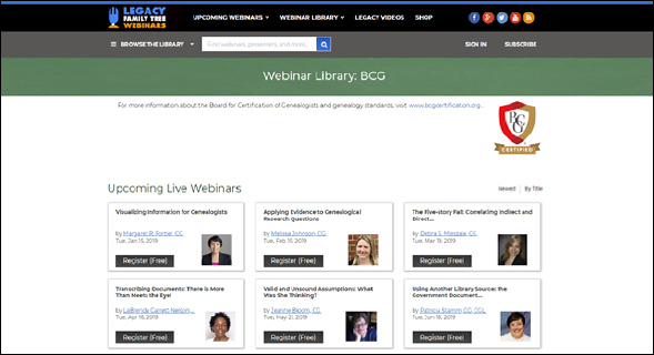 2019 BCG webinars