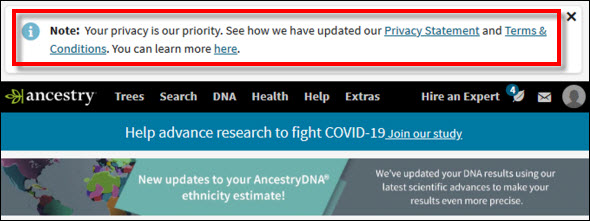 Ancestry homepage