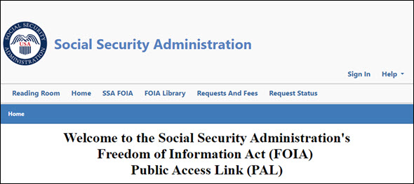 SSA FOIA page